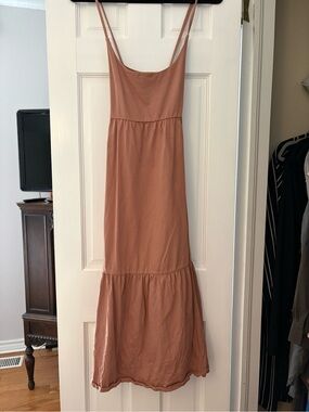 GAP Tan Cotton Flared Midi Dress